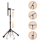 Multifunkciós Projektor Állvány, 60-135cm, laptophoz/projektorhoz, telefon tartóval, guruló talp, állítható magasság, forgatható tálca, fekete