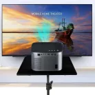 Multifunkciós Projektor Állvány, 60-135cm, laptophoz/projektorhoz, telefon tartóval, guruló talp, állítható magasság, forgatható tálca, fekete