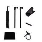 Multifunkciós Projektor Állvány, 60-135cm, laptophoz/projektorhoz, telefon tartóval, guruló talp, állítható magasság, forgatható tálca, fekete