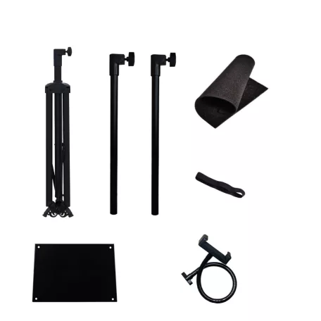 Multifunkciós Projektor Állvány, 60-135cm, laptophoz/projektorhoz, telefon tartóval, guruló talp, állítható magasság, forgatható tálca, fekete