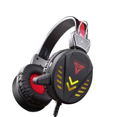   Gamer fejhallgató, USB + 2db 3,5mm Jack, vezetékes headset, beépített mikrofon, 7 színű RGB világítás, fekete