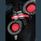 Gamer fejhallgató, USB + 2db 3,5mm Jack, vezetékes headset, beépített mikrofon, 7 színű RGB világítás, fekete