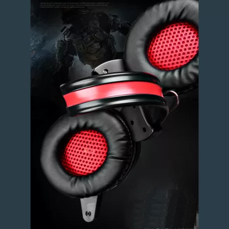 Gamer fejhallgató, USB + 2db 3,5mm Jack, vezetékes headset, beépített mikrofon, 7 színű RGB világítás, fekete