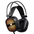 Gamer fejhallgató, USB + 2db 3,5mm Jack, vezetékes headset, integrált mikrofon, 7 színű RGB világítás, fekete