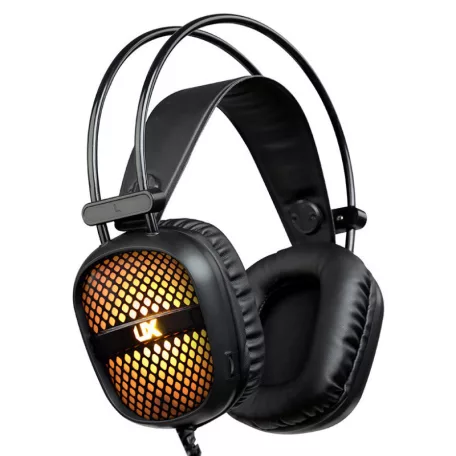 Gamer fejhallgató, USB + 2db 3,5mm Jack, vezetékes headset, integrált mikrofon, 7 színű RGB világítás, fekete