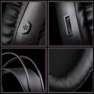 Gamer fejhallgató, USB + 2db 3,5mm Jack, vezetékes headset, integrált mikrofon, 7 színű RGB világítás, fekete