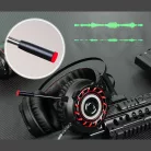 Gamer fejhallgató, USB + 2db 3,5mm Jack, vezetékes headset, mikrofon zajszűrő, hangerőszabályzó, 7 színű RGB világítás, fekete