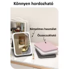 Professzionális LED-es Kozmetikai Tükör, sminkhez, állítható fényerő, összecsukható, érintős szenzor, újratölthető akkumulátor, fehér