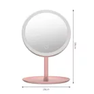 Professzionális LED-es kozmetikai tükör, sminkhez, 3 féle világítás, állítható fényerősséggel, érintő szenzoros, újratölthető akkumulátor, pink