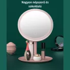 Professzionális LED-es kozmetikai tükör, sminkhez, 3 féle világítás, állítható fényerősséggel, érintő szenzoros, újratölthető akkumulátor, pink