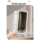 Professzionális LED-es Kozmetikai Tükör, sminkhez, állítható fényerő, támasztó láb, érintős szenzor, újratölthető akkumulátor, pink