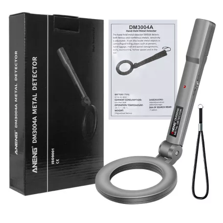 ANENG Hordozható fémkereső detektor, 180°-ban dönthető fej, LED+Beeper, 10cm hatótávolság, Szürke