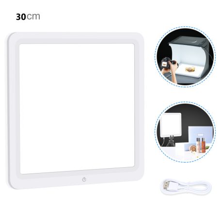 PULUZ LED Árnyékmentes tárgyfotós panel, 30x30cm,10W, 800LM, termékfotó alátét lámpa, fehér