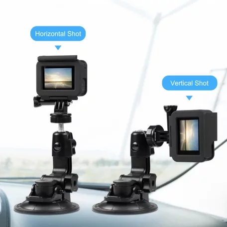PULUZ Sportkamera Tapadókorongos Állvány/Tartó, GoPro/Ant/Coyote/DJI sport kamerákkal kompatibilis, mobiltelefon tartóval, fekete