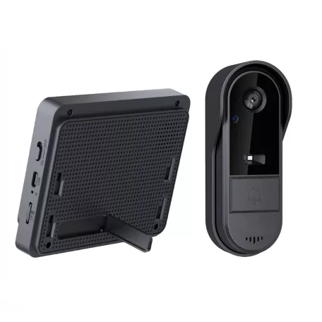 Vezeték nélküli videós kapucsengő, 6 hangerő fokozat, 4.3″ IPS HD kijelző, max 160m hatótáv, éjjellátó funkció, IP65 vízvédettség, fekete