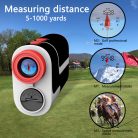 Lézeres távolságmérő, monokuláris Golf távcső, 1000M, IPX4 eső és por védelem, magasság/szög/sebesség mérés, golfhoz/vadászathoz/sportlövészethez