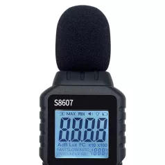   Digitális zajszintmérő, hordozható hangerősségmérő, LCD kijelző, 30 és 130dB közötti hang- és zaj mérés, fekete
