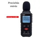 Digitális zajszintmérő, hordozható hangerősségmérő, LCD kijelző, 30 és 130dB közötti hang- és zaj mérés, fekete