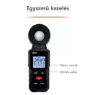 Digitális fényerősségmérő műszer, hordozható LUX,FC mérő, LCD kijelző, integrált beeper, fekete