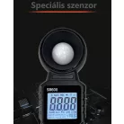 Digitális fényerősségmérő műszer, hordozható LUX,FC mérő, LCD kijelző, integrált beeper, fekete