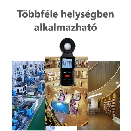 Digitális fényerősségmérő műszer, hordozható LUX,FC mérő, LCD kijelző, integrált beeper, fekete