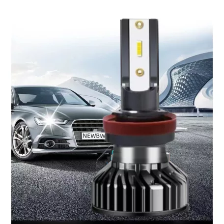 LED autó fényszóró izzó, H11 típusú, 2db/szett, 3000K színhőmérséklet, CANBUS, 20W, meleg fény, szürke