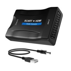   Scart -> HDMI átalakító adapter, Scart anya -> HDMI anya, analóg->digitális audio-video konverter, full HD, Kompatibilis Laptop / PC / TV / DVD, fekete