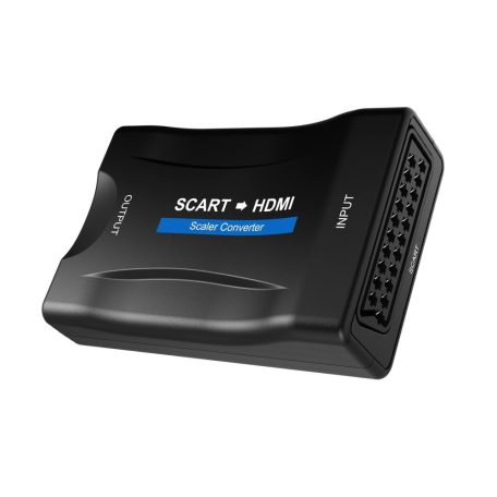 Scart -> HDMI átalakító adapter, Scart anya -> HDMI anya, analóg->digitális audio-video konverter, full HD, Kompatibilis Laptop / PC / TV / DVD, fekete