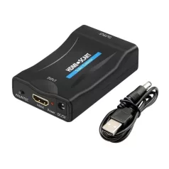   HDMI -> Scart átalakító adapter, HDMI anya -> Scart anya, digitális->analóg audio-video konverter, full HD, Kompatibilis Laptop / PC / TV / DVD, fekete