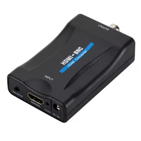 HDMI -> BNC átalakító adapter, HDMI anya -> BNC anya, audio-video konverter, Kompatibilis Laptop / PC / TV / DVD, fekete