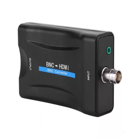 HDMI -> BNC átalakító adapter, HDMI anya -> BNC anya, audio-video konverter, Kompatibilis Laptop / PC / TV / DVD, fekete