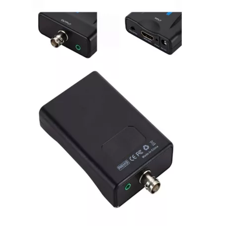 HDMI -> BNC átalakító adapter, HDMI anya -> BNC anya, audio-video konverter, Kompatibilis Laptop / PC / TV / DVD, fekete