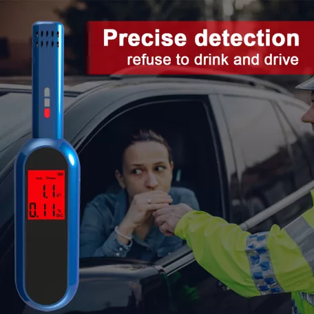 Professzionális Digitális Alkoholszonda, LCD kijelzővel, gyors elemzés, pontosság +/- 0,01% BAC, érintésmentes, újratölthető akkumulátor, szürke