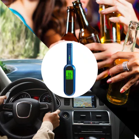 Professzionális Digitális Alkoholszonda, LCD kijelzővel, gyors elemzés, pontosság +/- 0,01% BAC, érintésmentes, újratölthető akkumulátor, szürke