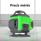 Professzionális lézeres szintező, 8 soros, 360°, ±3°, Önbeálló funkció, 515nm-es lézerdióda, Pontosság ±1.5mm/7M, 30M hatótávolság, fekete/kék
