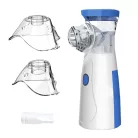 Hordozható ultrahangos inhalátor, csendes technológia, 3 fokozatba állítható porlasztó, gyerekeknek és felnőtteknek, fehér/kék
