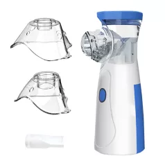   Hordozható ultrahangos inhalátor, csendes technológia, 3 fokozatba állítható porlasztó, gyerekeknek és felnőtteknek, fehér/kék