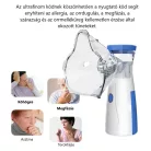 Hordozható ultrahangos inhalátor, csendes technológia, 3 fokozatba állítható porlasztó, gyerekeknek és felnőtteknek, fehér/kék