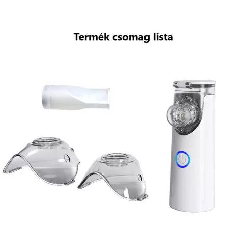 Hordozható ultrahangos inhalátor, csendes technológia, 3 fokozatba állítható porlasztó, gyerekeknek és felnőtteknek, fehér