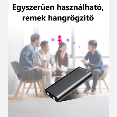 Digitális Diktafon SK892, zajcsökkentés, alumínium ház, 8GB, ezüstszínű gombok, fekete