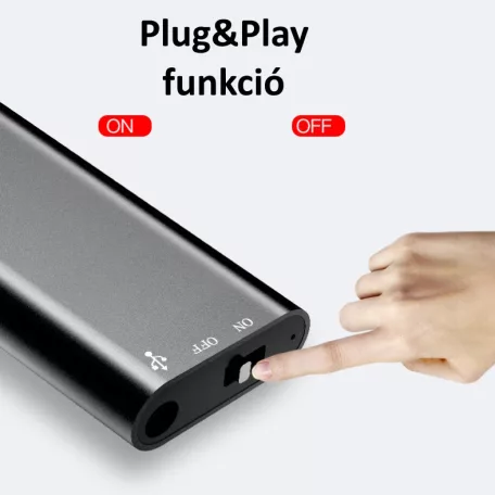Digitális Diktafon SK892, zajcsökkentés, alumínium ház, 8GB, ezüstszínű gombok, fekete