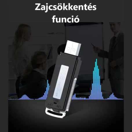 SPT Digitális USB Hangrögzítő, U03, diktafon, zajcsökkentés, 8GB, USB 2.0, Pen Drive funkció, fekete