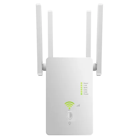 Urlant Wi-Fi WLAN Jelerősítő Repeater, 2,4GHz/5GHz, AC 1200Mbps, 4 antenna, LAN port, fehér