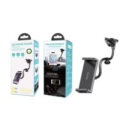   Autós Mobiltelefon-, Tablet- és GPS-navigáció tartó, tapadókorongos, szélvédőre, műszerfalra, fekete