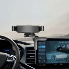   Autós Mobiltelefon Tartó, 360°-ban forgatható, kijelzőre, napellenzőre rögzíthető, fekete