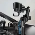 Autós Mobiltelefon Tartó, 360°-ban forgatható, kijelzőre, napellenzőre rögzíthető, fekete