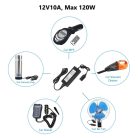 Hálózati Szivargyújtós Átalakító Adapter, AC 230V, DC 12V/10A/120W, szivargyújtóra alakít, 2.2 méter, fekete