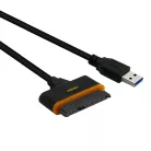 SATA-USB 3.0 adapter kábel, 2.5/3.5" SSD vagy HDD meghajtókhoz, Plug and Play, fekete