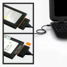 SATA-USB 3.0 adapter kábel, 2.5/3.5" SSD vagy HDD meghajtókhoz, Plug and Play, fekete