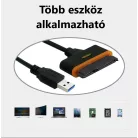 SATA-USB 3.0 adapter kábel, 2.5/3.5" SSD vagy HDD meghajtókhoz, Plug and Play, fekete